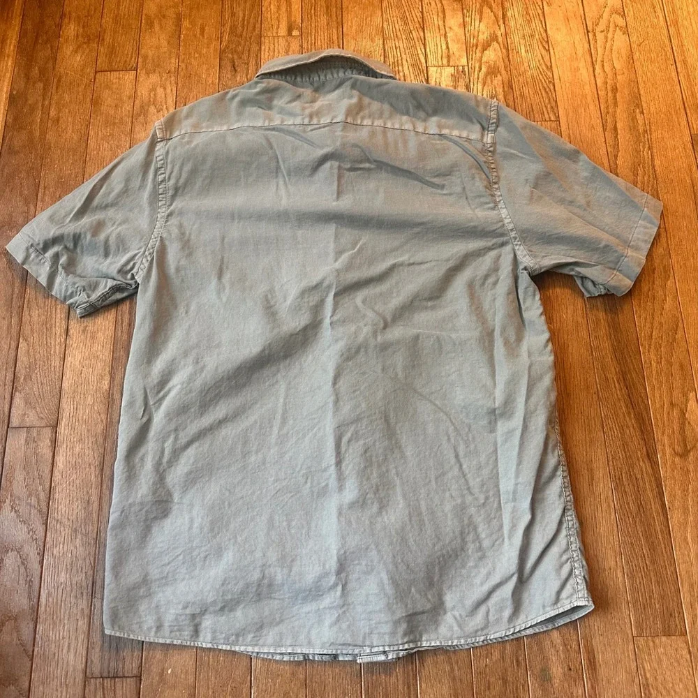 Banana Republic Slim Fit Button Down Men M Short Sleeve Sage Green Modern Casual